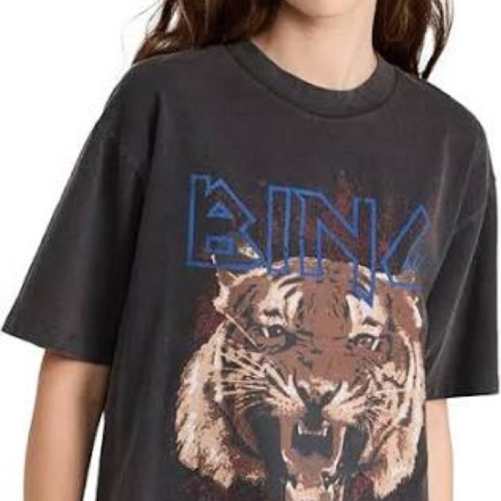 Anine Bing Charcoal Tiger Graphic Tee